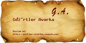 Gürtler Avarka névjegykártya